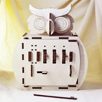 【趣味古鎖】貓頭鷹百寶盒 | 密碼鎖盒 可自訂密碼 木製組裝教具