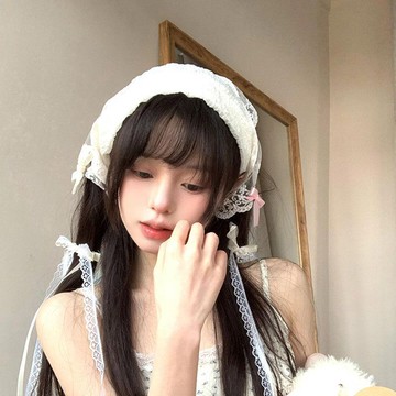 ⚡️好物優選⚡️田園風防曬帽子包頭巾女夏季旅遊文藝穿搭三角蕾絲巾法式森繫髮帶