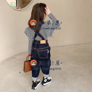 兒童背帶褲女童兒童韓版背帶褲小女孩洋裝長褲牛仔褲秋季童裝褲子【淘夢屋】