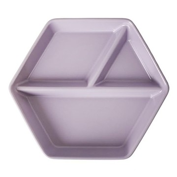 Homely Zakka 北歐六角型陶瓷分隔餐盤/211餐盤/3格分隔餐盤  1個  奶油紫