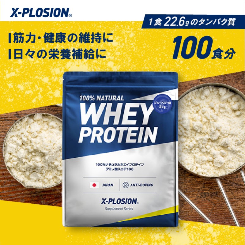 エクスプロージョン WPC 3kg ブルーベリー味 100%ホエイプロテイン 大