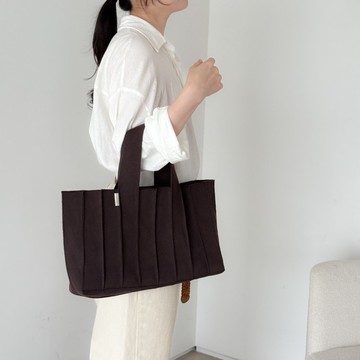 編織雙面托特包_大/棕色