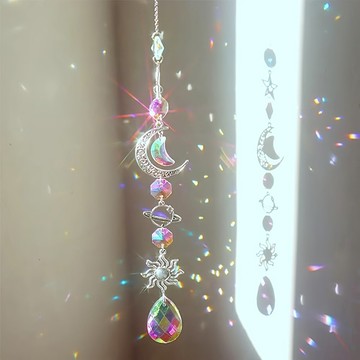 洛陽牡丹 洛陽牡丹星球星星月亮太陽水晶風鈴陽光捕手家居花園庭院裝飾節日禮品