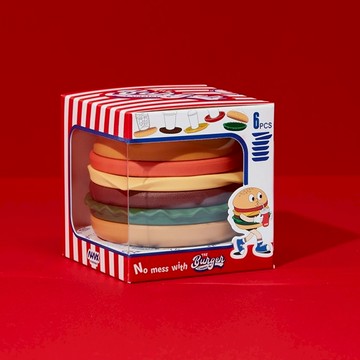 【Niknax】The Burger Coaster 漢堡造型杯墊組 6件套組-廠商直送