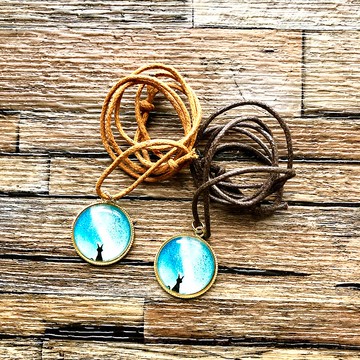 有貓的夜空吊墜城市