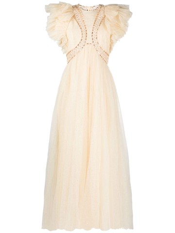 ZIMMERMANN - Dancer Glitter tulle gown - women - Polyamide/Polyester/Silk/Silk/Linen/Flax - 3 - Neutrals
