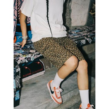 雙頭燕EKHLAS豹紋美式復古戶外露營滑板街頭多袋軍事硬朗工裝短褲