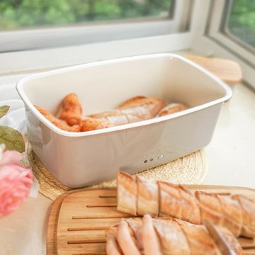 肥龍外銷琺瑯搪瓷長方加厚密封保鮮盒零食盒黃油盒木蓋卷邊瓷盒