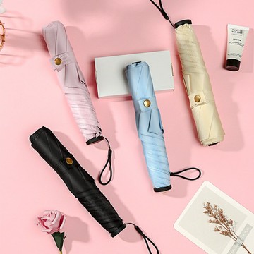 【黑膠防曬】女士太陽傘 晴雨傘 防紫外線傘 鉛筆傘 三折傘 超輕便 羽毛印花 禮品定製 晴雨兩用 隨身攜帶