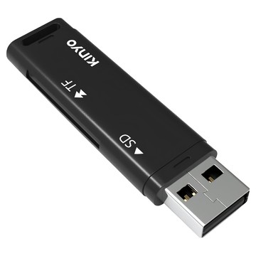 Kinyo 雙槽迷你讀卡機 18 x 9 x 62mm 8g  KCR-218  黑色  1個