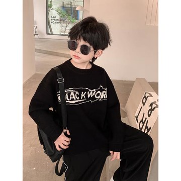 男童套頭毛衣秋冬款2025新款韓版洋氣字母針織衫兒童上衣外套潮牌