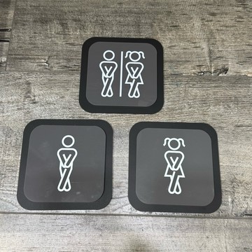 黑灰色雙層壓克力男女廁所標示牌 指示牌 歡迎牌 洗手間 商業空間 開店必備 店面裝潢 極簡風