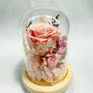 【依織IORI Boutique Florist】~七夕情人節花束~XL號永生花透明玻璃罩禮物