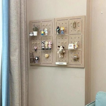 臺灣嚴選自粘洞洞板免打孔置物架玄關牆面上掛板入戶隔板牆壁展示牆面裝飾