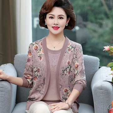 媽媽裝2025春裝新款兩件套上衣中老年女裝春秋洋氣質外套高貴套裝