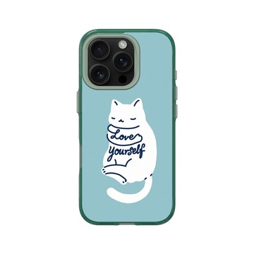 iPhone 16 Pro Clear 憂墨綠 - ilovedoodle (Lim Heng Swee) - Mindful Cat - Love Yourself