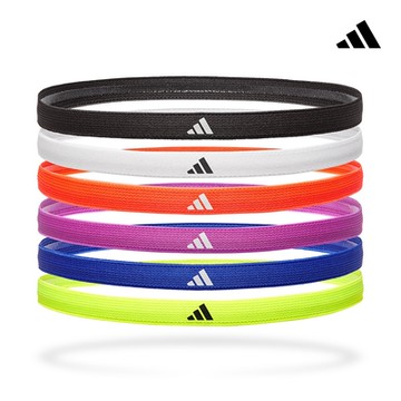 adidas 愛迪達 止滑運動髮帶組 (深邃黑/冰晶白/炫目紅/丁香紫/海軍藍/螢光黃)