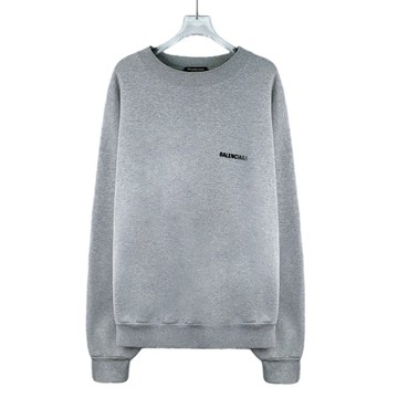 (2XL) balenciaga質感中性寬鬆棉質logo刺繡灰色長袖上衣