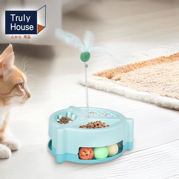 Truly House 寵物超趣味慢食碗 多功能 轉盤碗 羽毛玩具  慢食玩具 (三色任選)
