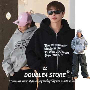 【DOUBLE4】 韓國 短版棉外套 美式 運動風 字母 挺版 內刷毛 不掉毛 連帽外套 情侶外套 2550