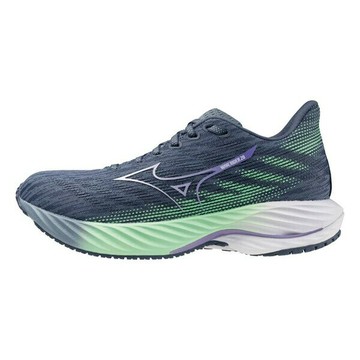 Mizuno Wave Rider 28 [J1GD240371] 女 慢跑鞋 彈力 支撐 緩震 藍 綠