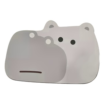 軟款珪藻土地墊  51款  天然橡膠 珪藻泥纖維  60 x 40cm  河馬  2個