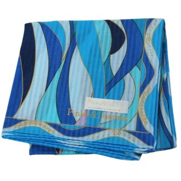 Pinky&Dianne 波紋標誌品牌字母LOGO帕領巾(藍色系/48CM)