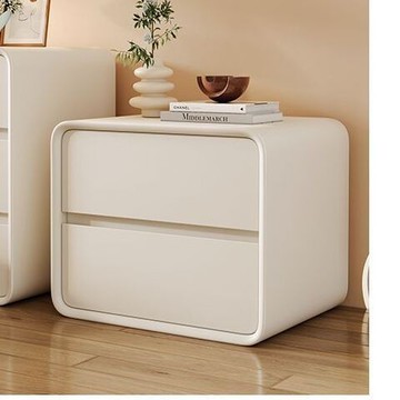 公司貨 免運 可開票 輕奢床頭柜小型實木簡約現代極簡意式床邊柜家用臥室皮質儲物柜子