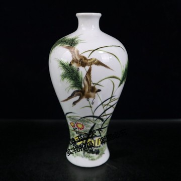 景德鎮粉彩路路高升花瓶博古架陶瓷器花鳥花瓶 家居客廳裝飾擺件