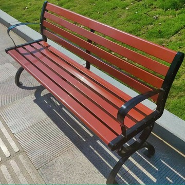 新款公園長椅戶外椅鑄鋁家用防腐木靠背休閑座椅塑木庭院小區凳子[DD051610]