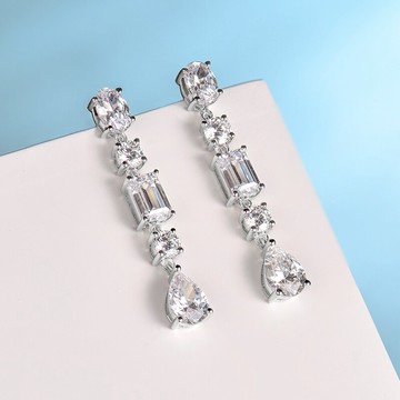 顯臉瘦多形狀仿鉆石耳墜純銀放過敏耳釘婚禮唯美耳墜女