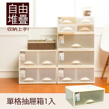 抽屜整理箱/衣櫃/置物櫃 極簡澈亮可自由堆疊單格抽屜_1入  dayneeds