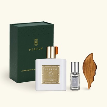 🚚快速出貨【PERFUN】獨家設計奢華禮盒 小金瓶套裝手工禮盒組三件組| 維納斯星辰  (保養型精油9.5ml+50ml+柚木刮痧板-羽翼)