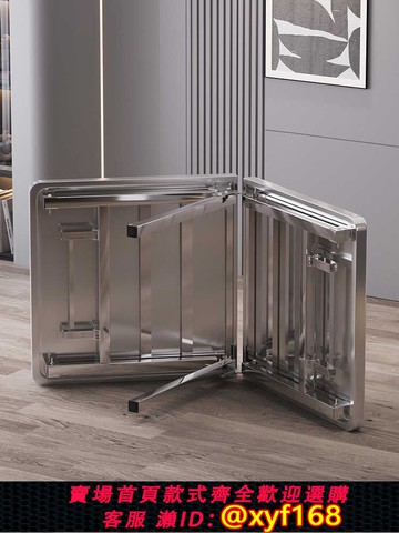 {可打統編 保固一年}圓角加厚不銹鋼折疊桌子長方形工作臺便攜家用餐桌操作臺燒烤擺攤