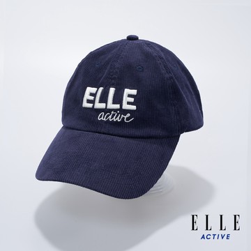 【ELLE ACTIVE】 直條紋燈心絨經典繡花LOGO棒球帽-深藍色 (EA24A2FH003-39)