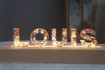 GALAXY 客製化浪漫永生花小夜燈 字母燈擺設  情人節 母親節禮