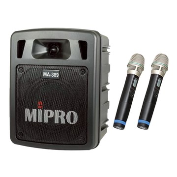 MIPRO 擴音機主機 附2支手握式無線麥克風(ACT-32H) 輕巧便攜  MA-389  1個  黑色