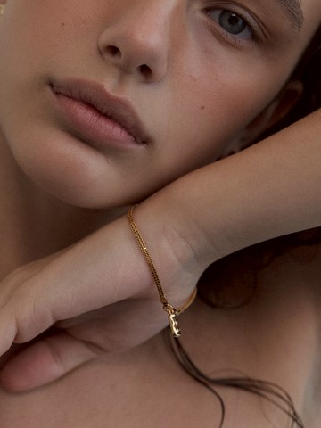 Two Line Box Thin Chain Bracelet