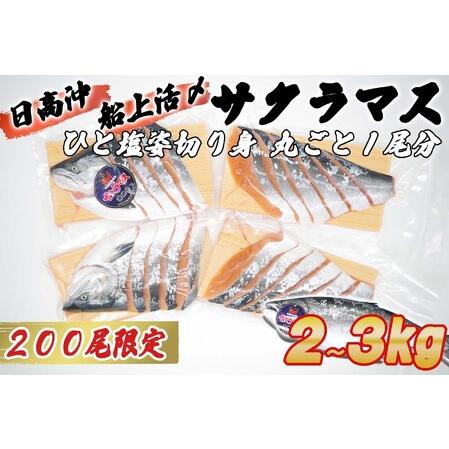 ふるさと納税 ＜数量限定＞  北海道産 サクラマス ひと塩 姿切り身 2kg 〜 3kg まるごと 1尾 北海道新ひだか町