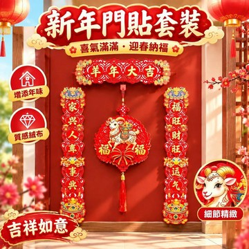 爆款免運🔥優選🔥2027羊年新款植絨對聯磁吸春節家用過年大門門畫布置新年門貼春年