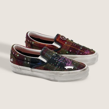 Vans x Harris Tweed Premium LX Classic Slip-On 98 紅色滑板鞋