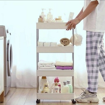 免安裝免安裝折疊置物架小推車廚房落地多層零食收納架子