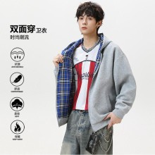 春秋美式潮牌外套 雙面穿開衫衛衣 男大潮流衛衣 連帽開衫