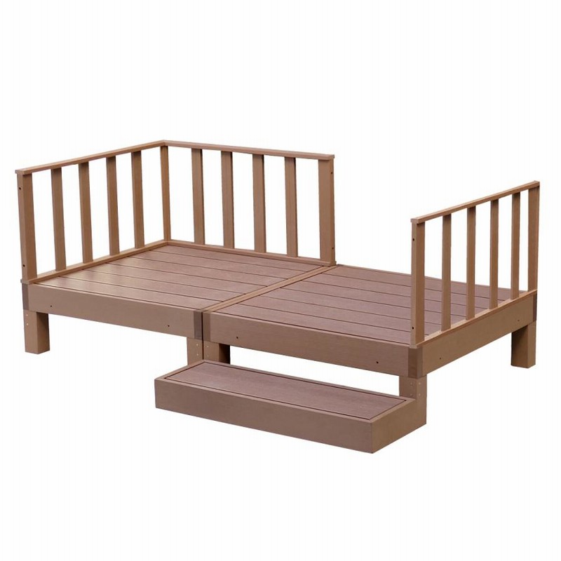 2台セット 人工木 ウッドデッキ フェンス＆ステップ付き 腐ら