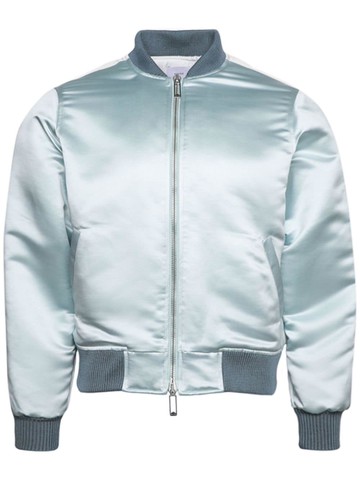 RHUDE - logo-applique satin bomber jacket - men - Satin - XL - Green