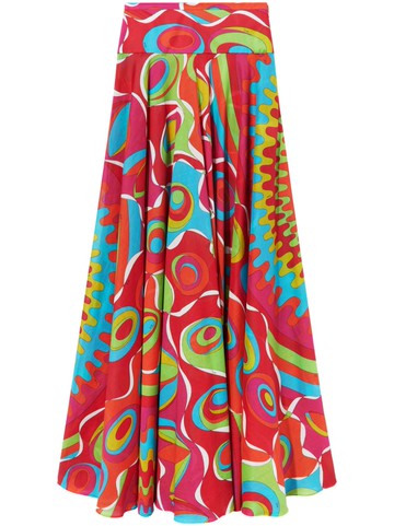 PUCCI - Bersaglio-print cotton maxi skirt - women - Cotton - 38 - Red