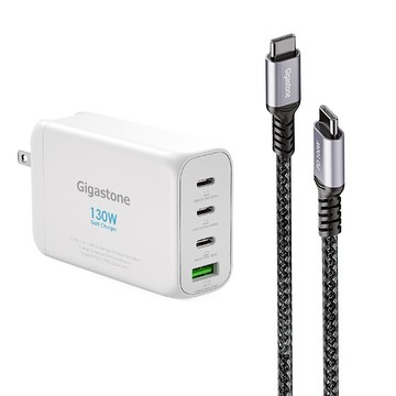 GIGASTONE 立達 Type-C快充組 130W高功率總輸出 支援四裝置同時充電 Type-C單獨使用100W快充  白色  1組