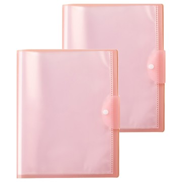 A3糖果色磨砂透明按扣試卷夾-粉色 精緻設計 耐磨耐用固定內頁小夾層 固定PP防水防塵材質 樂譜畫作試卷分科皆可用  2個