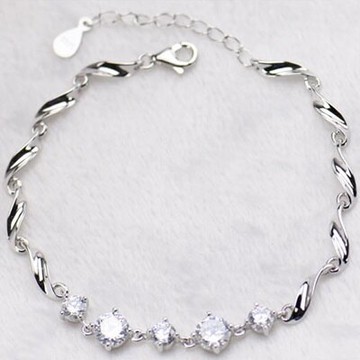 925純銀手鍊鑲鑽手環-精美時尚百搭閃耀生日情人節禮物女飾品73ly33【獨家進口】【米蘭精品】