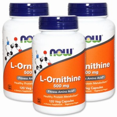 3個セット L-オルニチン 500mg 120粒 NOW Foods（ナウフーズ）